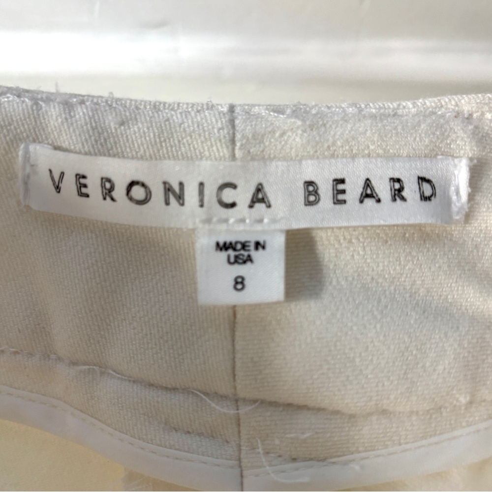 Veronica Beard Metro Crop Stretch Twill Flared Pants White Size 8 - Picture 15 of 16